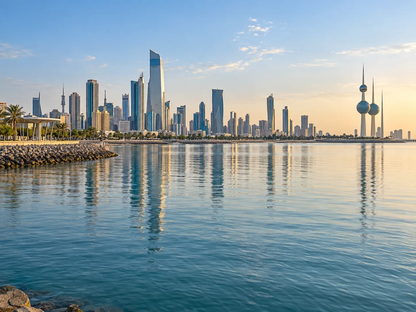Kuwait waterfront with the city skyline beyond