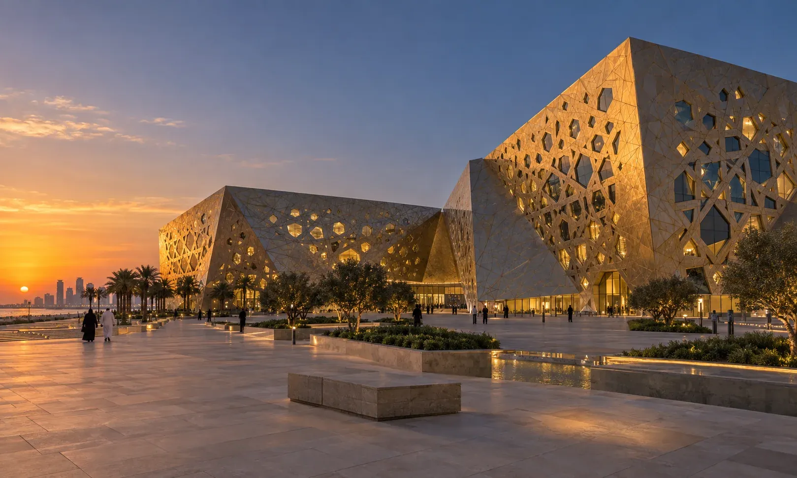 Kuwait cultural venue at golden hour